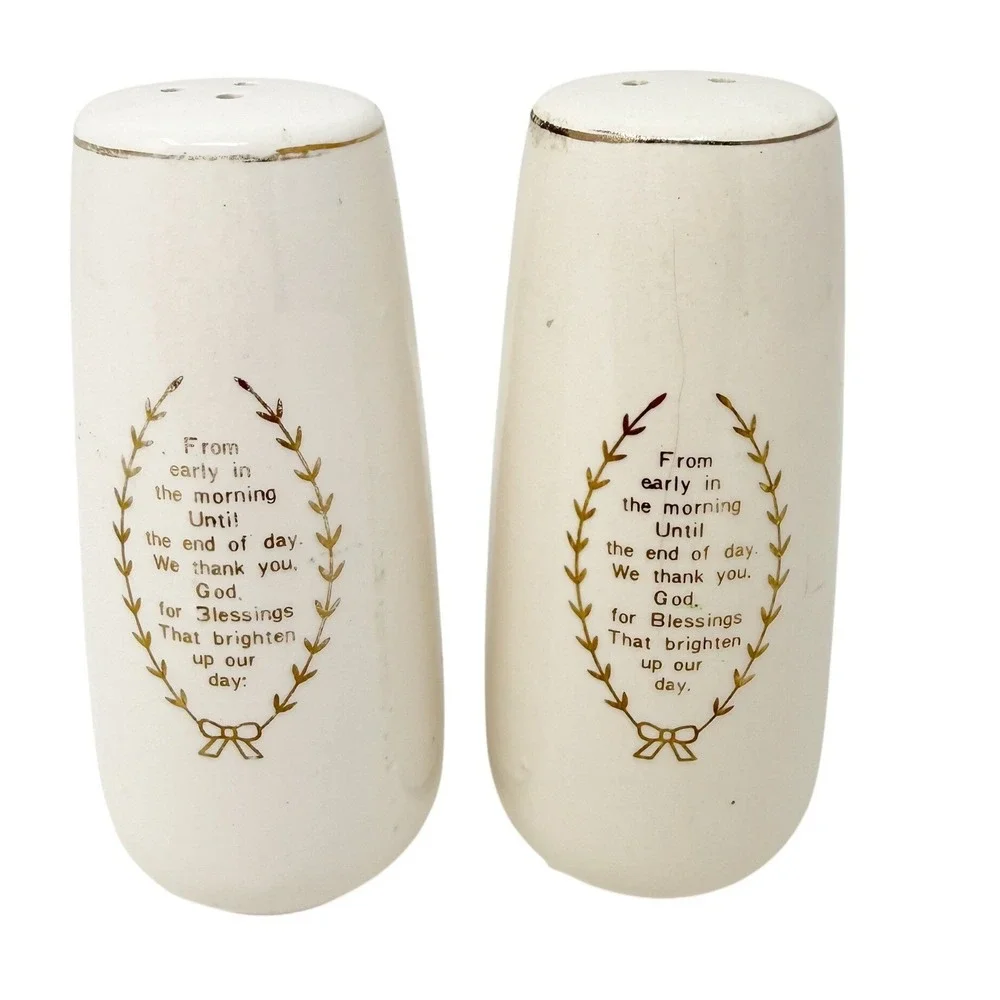 Vintage 1940s Japan Salt &‎ Pepper Shakers Raised Roses Ceramic